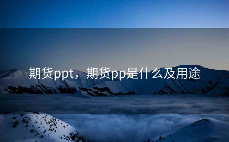 期货ppt，期货pp是什么及用途